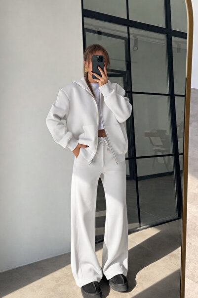 YAKAMEL Women's High Waist Wide-Lette Pants Comfortable Zippered Cardigan Tra...