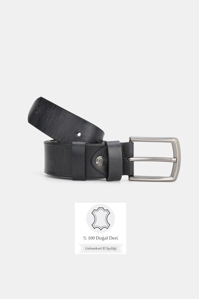 TUNAELLİ Чоловічий чорний шкіряний ремінь для спортивних штанів 4 см