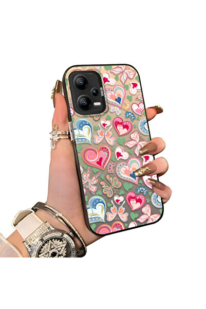 ucuc حافظة حماية للعدسات من السيليكون الصلب أكريليك متوافقة مع Poco X5 بنمط قلب