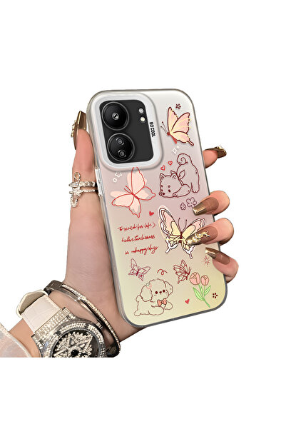 ucuc Poco C65 Compatible Hard Acrylic Back Silicone Edge Lens Protection Styl...