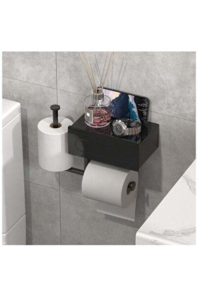 Arabest Black Toilet Paper Holder,Wall Mount/Adhesive Bathroom Toilet Paper H...