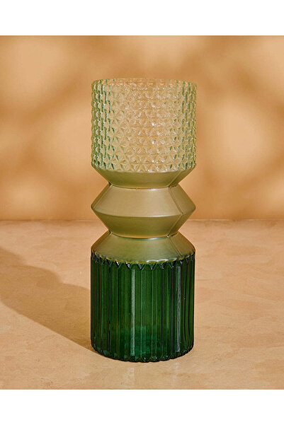 REDTAG Green Patterned Glass Vase Large 29x11cm