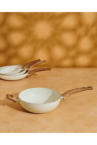 REDTAG Beige Aluminum Non Stick Wok Pan (24Cm)