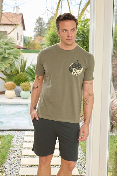 FORMO Muški set pidžama od 100% organskog pamuka, tamnoplave boje, kratkih ru...