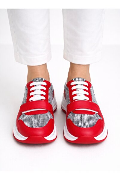 Butik Hakiki deri ekose spor ayakkabı