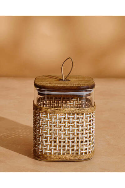 REDTAG Brown Borosilicate Glass Storage Jar With Wooden Lid (Medium)