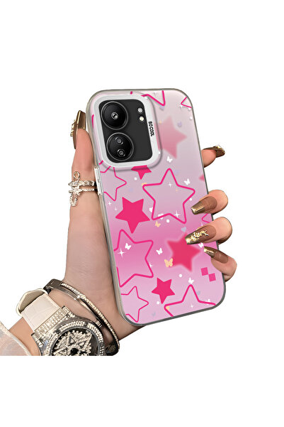 ucuc Poco C65 Compatible Hard Acrylic Back Silicone Edge Lens Protection Case...