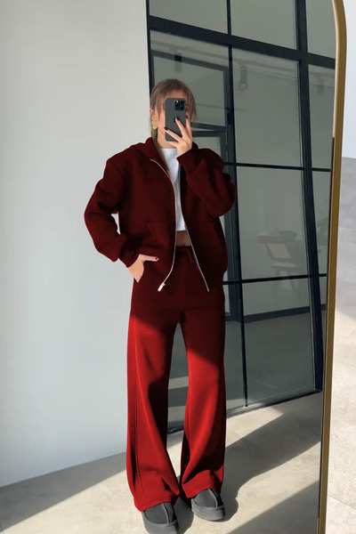 YAKAMEL Women's High Waist Wide-Lette Pants Comfortable Zippered Cardigan Tra...