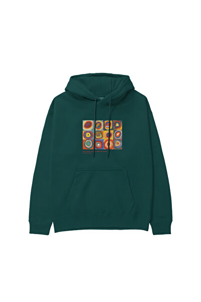 The Lucid Lab Color Study, Squares with Concentric Circles Hoodie - Dark Green