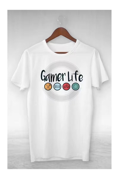 ZEMLİYA Ουνισέξ Μπλουζάκι  "Gamer Life " με τύπωμα - Μοντέρνο Στυλ