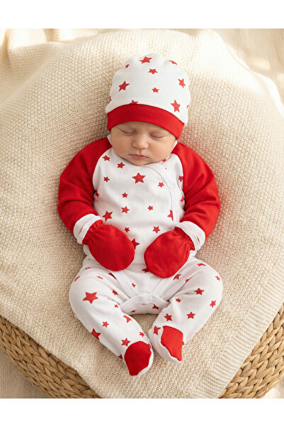 MiniKids Costumas 4 piese, Stelute cu rosu