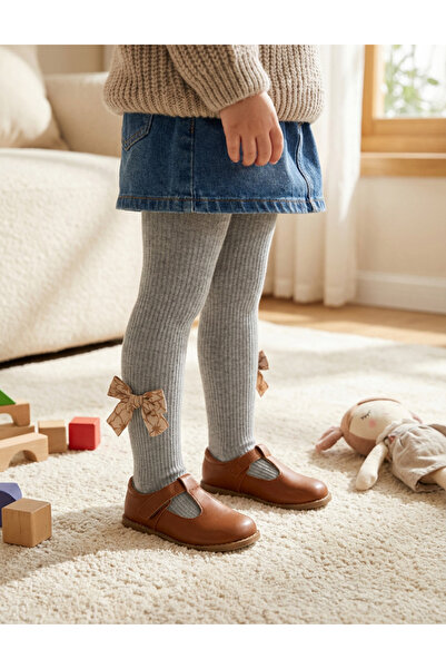 MiniKids Παιδικό καλσόν Boston με φιόγκο, γκρι μοντέλο