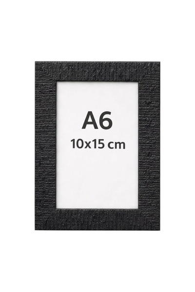 Sadrazam Ramă foto A6 din plastic negru cu sticlă – 10x15 cm, pentru agățat p...