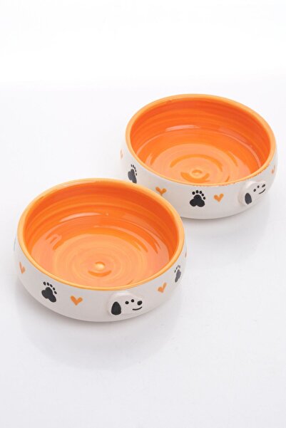 Pawicci Kedi & Köpek, Evcil Hayvan Mama ve Su Kabı-2'li Kabartma desenli Set, 350 ml