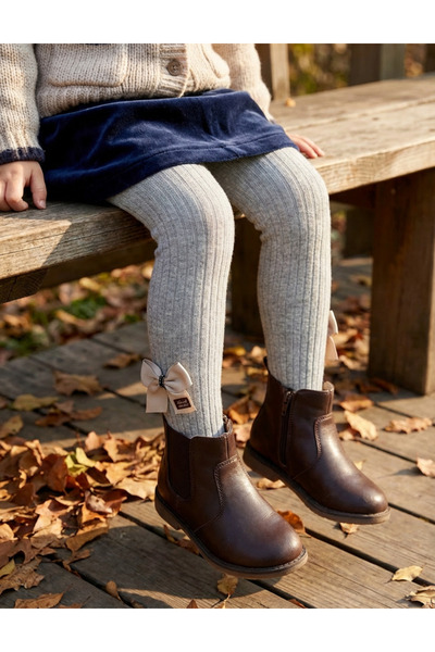 MiniKids Παιδικό καλσόν Bony με φιόγκο, γκρι μοντέλο