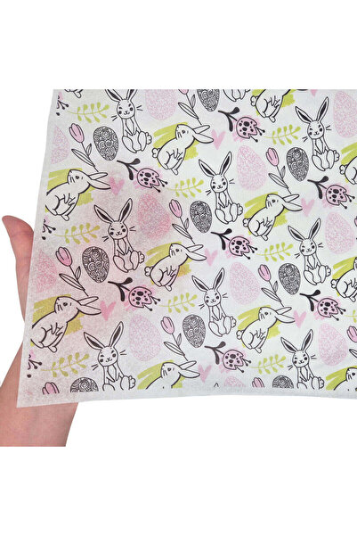 Papette Set 500 buc Hârtie de mătase model Paște Sketch Bunny & Tulips 17g – ...