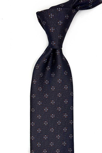 Kravatkolik Brown Small Pattern Classic Tie with Handkerchief Kk13673