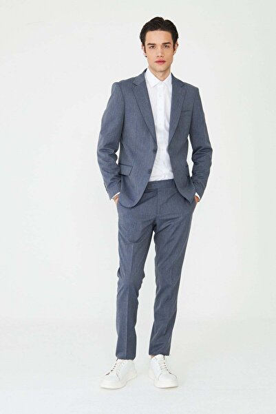 White Stone Füme Textured Modern Cut Suit