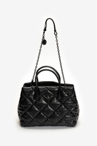 Emporio Armani Kadın Logolu İç Bölmeli Siyah Omuz Çantası Y3D268 YWJ8I-80001
