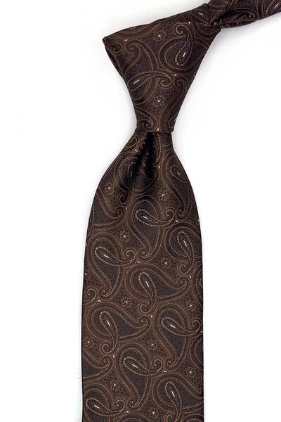 Kravatkolik Brown Shawl Pattern Handkerchief Classic Tie Kk13661