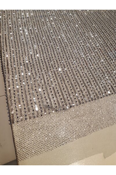 Safir Kumaş Abiyelik Top Sonu 95 cm Kalmış Simli Tül Üzerine Taşlı Dantel