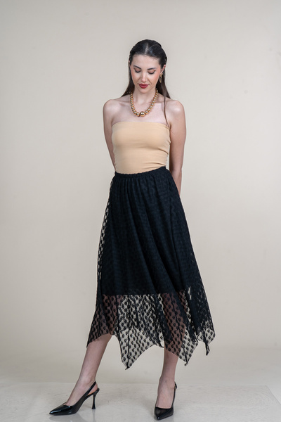 MissVina Ασύμμετρη κοπή με ελαστική μέση Τούλι Φούστα 6881