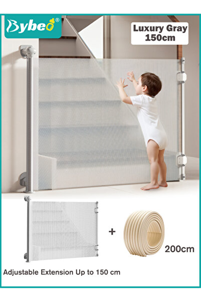 BYBEO بوابات أمان قابلة للسحب للأطفال + مجموعة حواف مقاومة للأطفال، للأبواب و...
