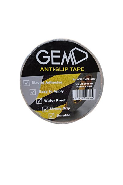 GEM Anti-Slip Tape 50mm x 15m Black/Yellow Strong Adhesive Durable Grip