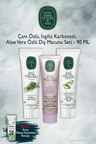 Eyüp Sabri Tuncer 3-Pack of 90 ml Pine, Carbonate, Aloe Vera Toothpaste, Rosie