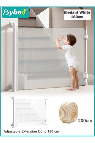BYBEO بوابات أمان قابلة للسحب للأطفال + مجموعة حواف مقاومة للأطفال، للأبواب و...