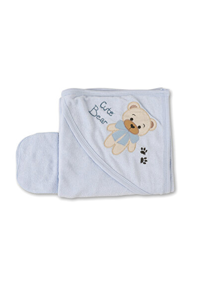 MiniKids Bath towel, Cute Bear, blue