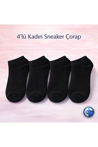 Lina 4-Piece Women's Sneakers Socks Set Black