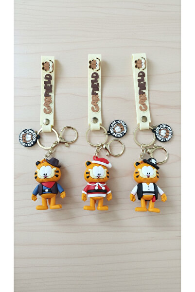invictus design 3D Figürlü Silikon Büyük Boy Garfield Anahtarlık Çanta Süsü C...