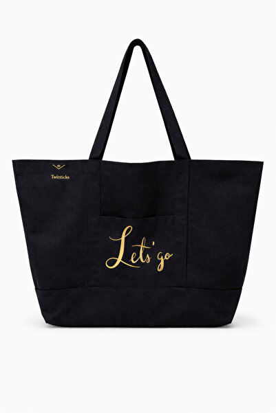 TWINTICKS كانفاس جولد سлогان مطبوع سبورتس آند يوجا حقيبة سي - حجم كبير، متين،...