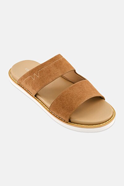 London Fog Men Suede Slip On Double Strap Arabic Sandal, Khaki