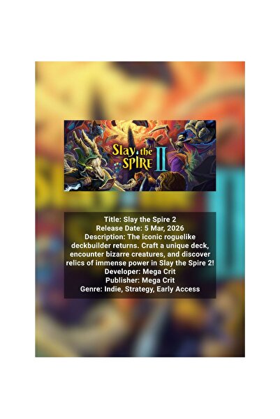 OEM Infographic Poster Slay the Spire 2, Roguelike Deckbuilder, Cardboard 250...