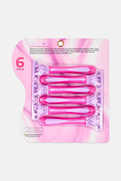 Olivia Rose 6 Pieces Sharp Disposable Blade Body Razors, Lavender