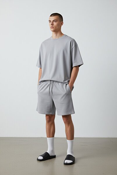 Altamira Men's Smoke Gray Basic Shorts Tracksuit Set