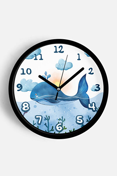 JHAAR Ceas de perete pentru camera copiilor cu balenă drăguță - 35cm - Carcas...