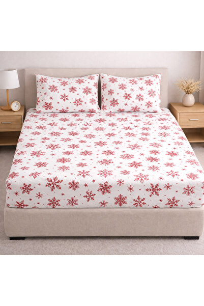 vionetta مجموعة من قطن غطاء وسادة أحمر على شكل ندفة الثلج ملاءة سرير