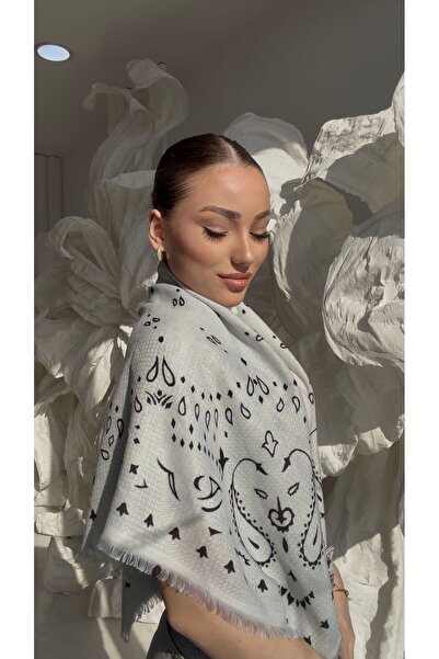 Luminos Butik Kujten Patterned Ice Blue Cotton Piece Shawl Sal1401