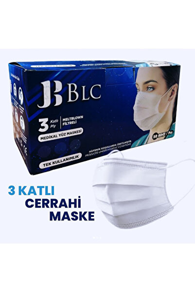 Blc Lastikli Burun Telli Cerrahi Beyaz Maske 50'li