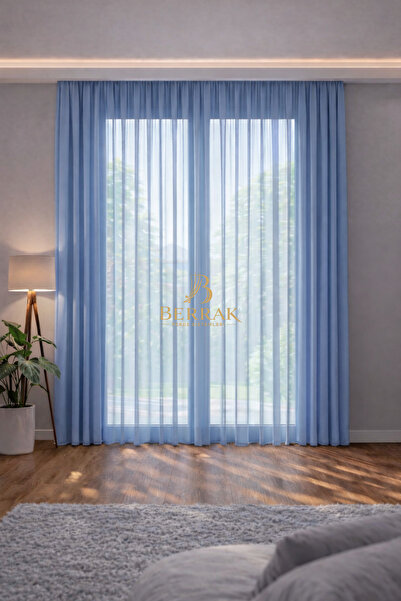 BerrakPerde Bebe Mavi Grek Tül Perde, Sık Pileli, Kullanıma Hazır, Erkek Çocu...