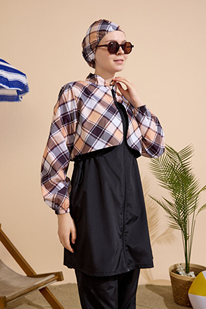 GAVLİA Women's Hijab Swimsuit Set of 4 - Full Zipper Closure..