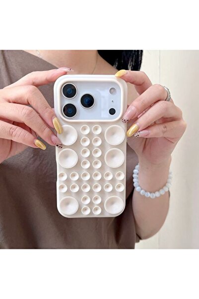 daystar Cream suction cup phone case compatible with iphone 15 pro