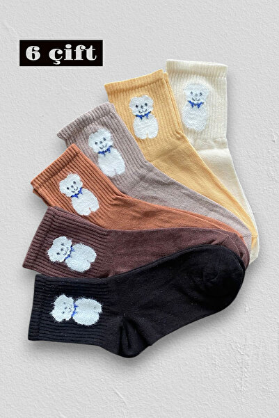 Esinti 6 Pairs of Patterned Colorful Socks Colorful Unisex College Socks 6 Pi...