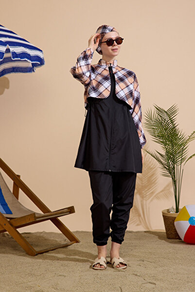 GAVLİA Women's Hijab Swimsuit Set of 4 - Full Zipper Closure..