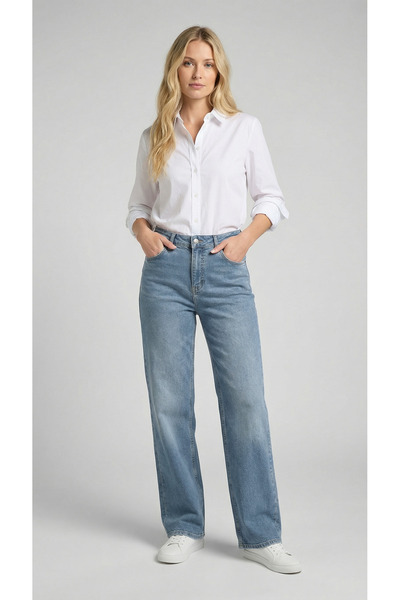 ENZİM JEANS Γυναικείο τζιν παντελόνι με υπερυψηλή μέση και ίσια γραμμή