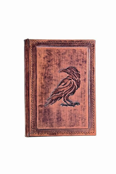 OZ CRAFT NOTE Hakiki Deri El Yapımı Defter - Kuzgun Figürlü