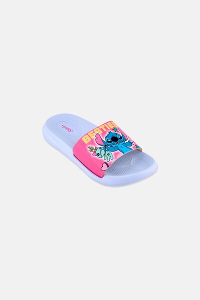 Disney Kids Girl Stitch Slip On Slides, Light Blue